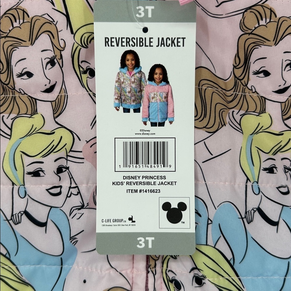Disney Princess Jacket with Pink and Blue size 3T, Reversible Jacket - Picture 2 of 8